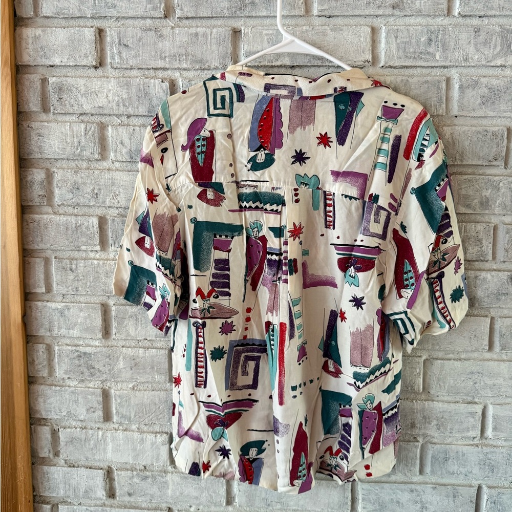 New Frontier Multicolor Abstract Button Down Shirt - image 3